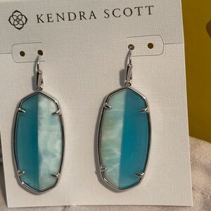 Kendra Scott Teal and Silver Drop Earrings